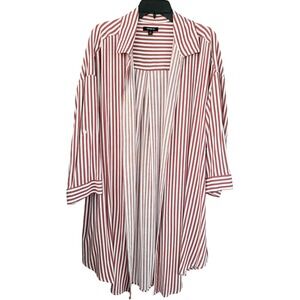 Torrid Women's Striped‎ Duster Open Front Cardigan Top Size 1 Rust White